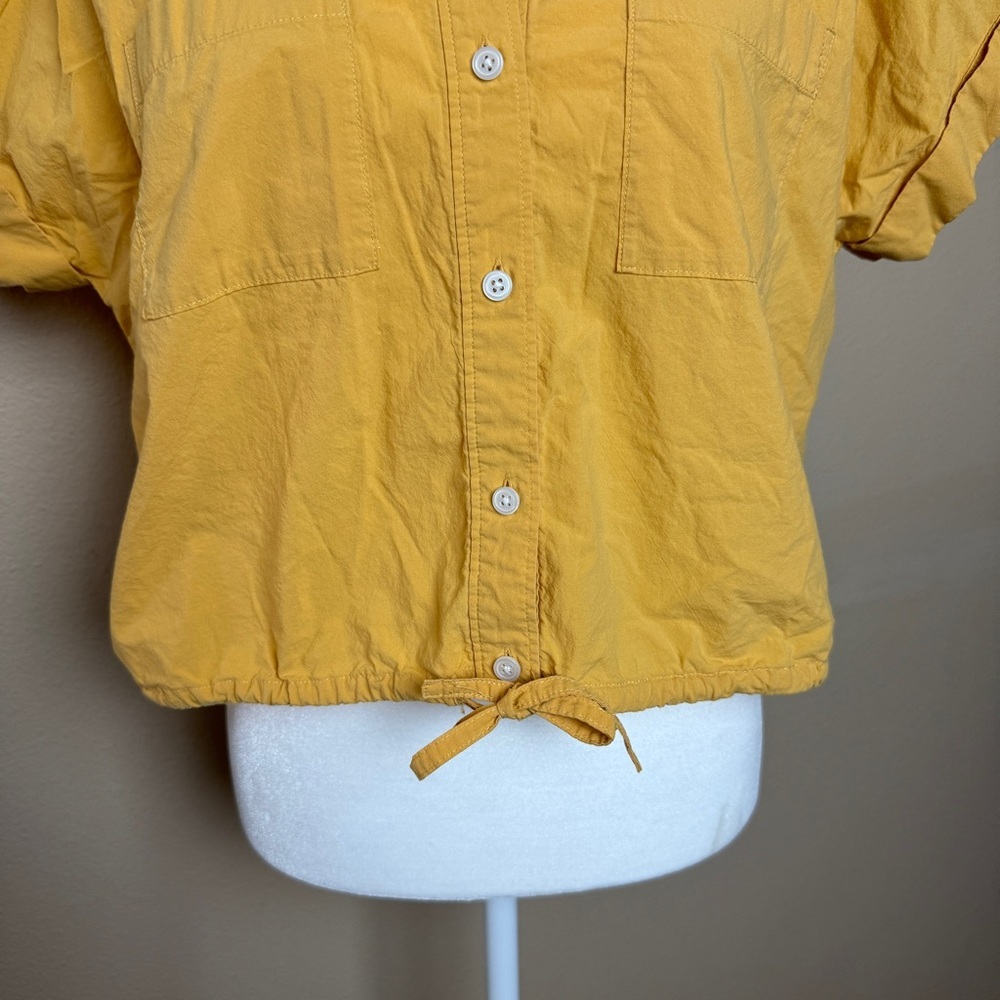 Madewell Drawstring Poplin Yellow Button-Up Shirt… - image 4